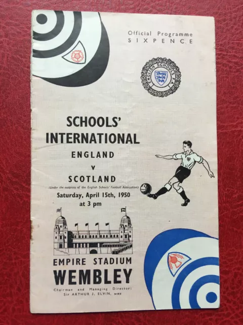 15/04/1950 England v Scotland Schools International @ Wembley Football Programme