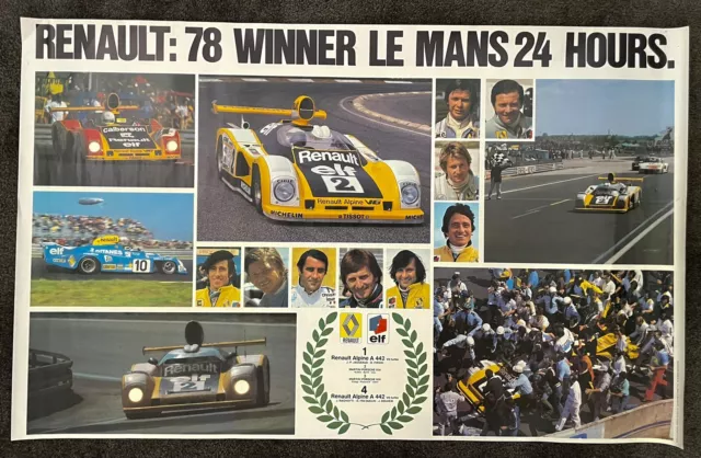 Renault : 78 Winner Le Mans 24 Hours Poster. Excellent Condition. 100cm X 62cm.