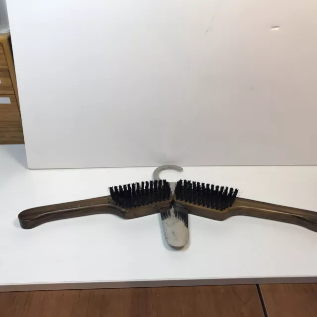 Vintage Wooden clothes brush converts to Travel Hanger