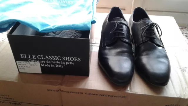 Scarpe da ballo Liscio per uomo Made in italy,Vera Pelle, Nero, Taglia 45/46