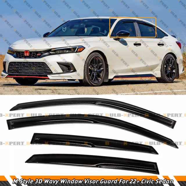 FOR 20222024 HONDA Civic 4Dr Sedan 3D Wavy Window Visor Rain Guard