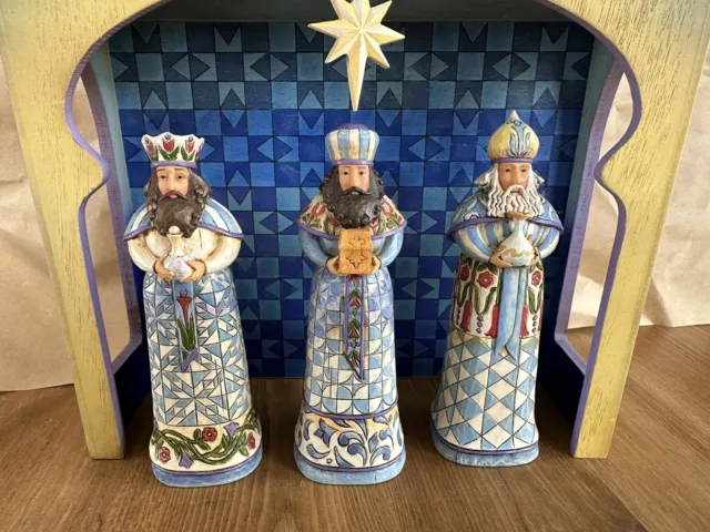 Jim Shore 2008 Wisemen Bearing Gifts Set of 3 Blue Figurines Nativity Crèche