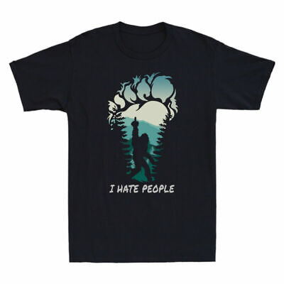 Tee Footprint Hate Black Bigfoot I Camping T-Shirt Navy Finger Men People Middle