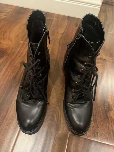 JOIE Slightly Used, black leather combat boots -size 40/10