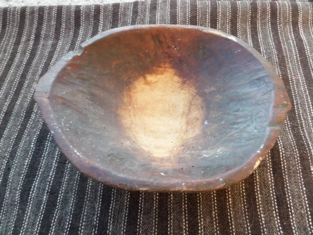 Antique 19Th Century Primitive Carved Wooden Dough Bowl Hand Made