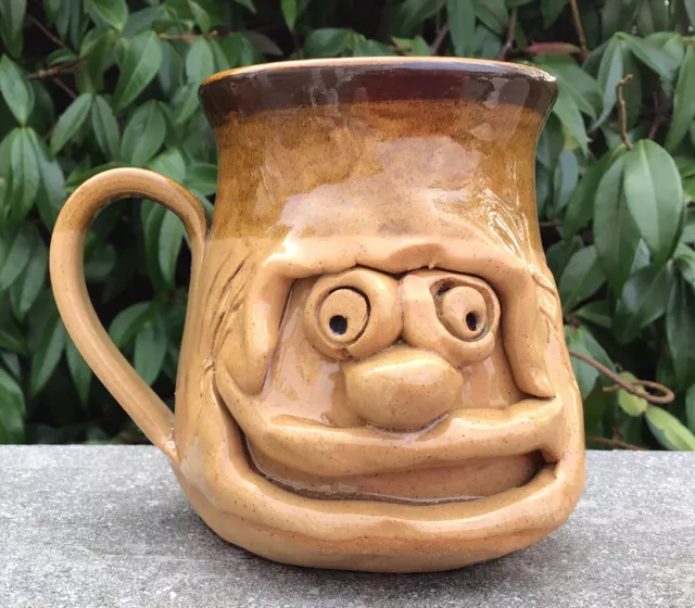 UGLY MUG Vintage Pretty Ugly Pottery Coffee/Tea Mug Cup Face Glazed Stoneware.