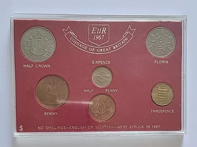 1967 Coinage of Great Britain Pre-Decimal coin Set of 6 coins in Case