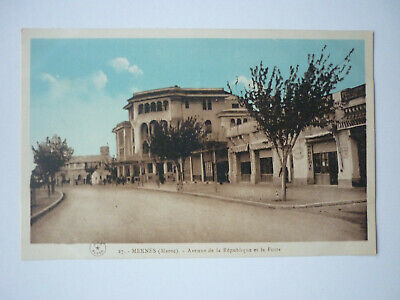 Carte Postale  /   Meknes   Avenue De La Republique Et La Poste