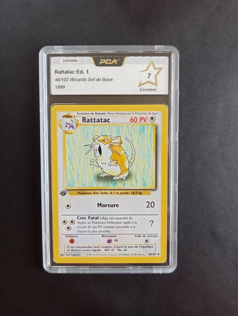 Carte Pokémon Rattatac 40/102 Edition 1 - Set de Base - FR - PCA 7