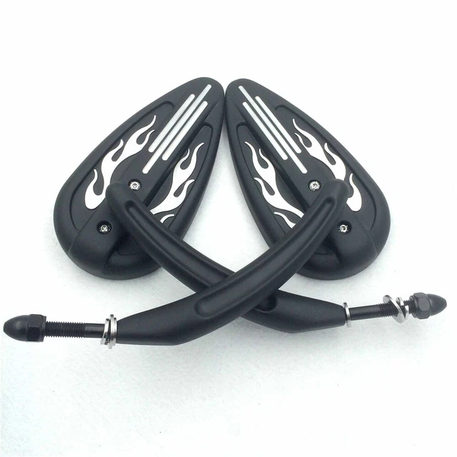 Paire De Rétroviseurs Moto Universels Noir - Aluminium, Réglables 360° - Filetage M8/M10 - Forme Polygonale