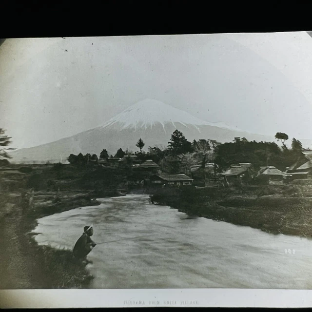 Vtg Magic Lantern Glass Slide Photo View Of Mt Fuji Japan