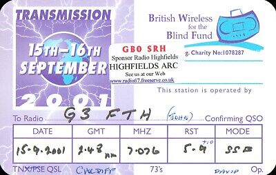 1 x QSL Card Radio UK GB0SHR British Wireless Blind Fund 2000 ≠ Q1083