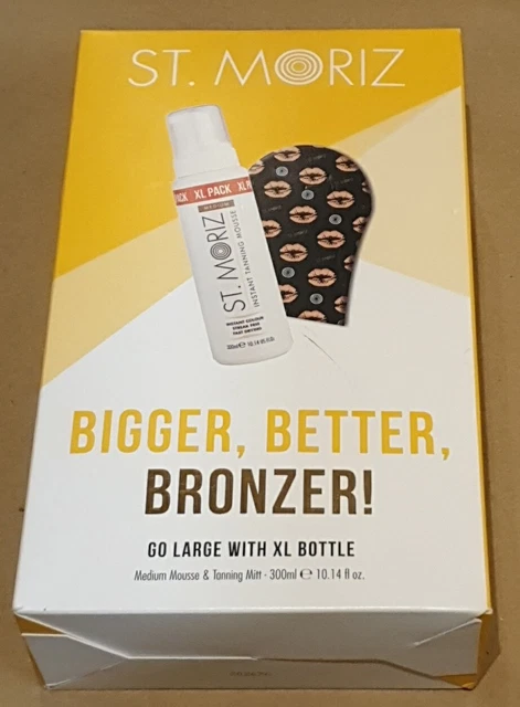 ST.MORIZ BIGGER BETTER BRONZER XL 300ml MEDIUM TANNING MOUSSE  & MITT NEW C19