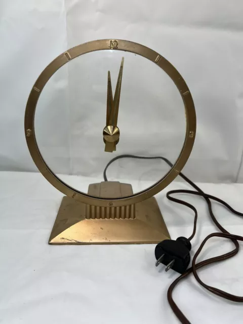 Vintage Jefferson Golden Hour Electric Mystery Clock 1950s Mid-Century Working