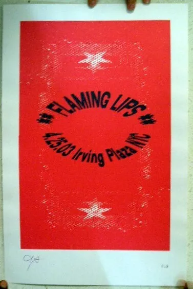 Flaming Lips Poster 4/25/03 Irving Plazza NYC Signed Red & Black Poster The