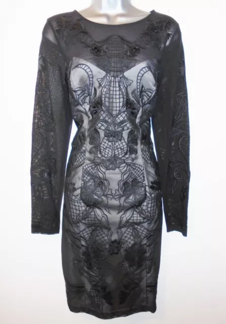 BNWT Lipsy VIP Embroidered Long Sleeve Bodycon Evening Occasion Dress UK 14 NEW