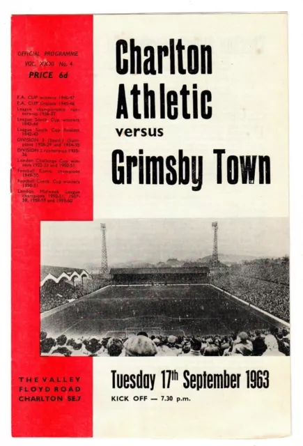 Charlton Athletic v Grimsby Town - 1963-64 Division Two - Football Programme