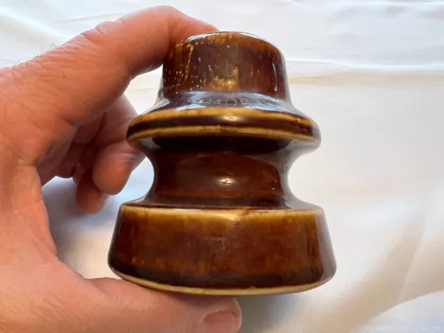 Vintage Brown Porcelain Ceramic Telephone Pole Electrical Insulator