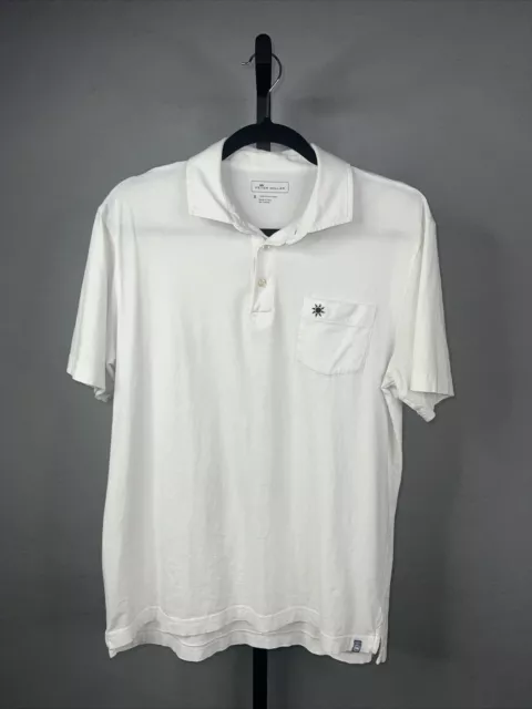 Peter Millar Polo Shirt Mens Small White Pima Cotton Pocket