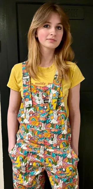 Womens Run & Fly Bunny Rabbit Dungarees Easter Retro mushroom Psychedelic UNISEX