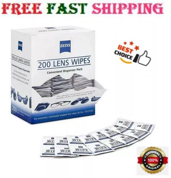 Zeiss Lens Wipes - 200 Count Pre-Moistened Eyeglass Cleaning Wipes.