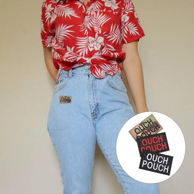Pantalones de mezclilla de tela de sarga con parche 3 piezas