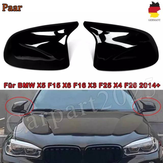 2x Spiegelkappen Außenspiegel Schwarz für BMW X5 F15 X6 F16 X3 F25 X4 F26 2014+