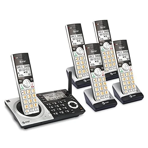AT&T CL83507 DECT 6.0 5-Handset Cordless Phone for Home with Dual Keypad Base...