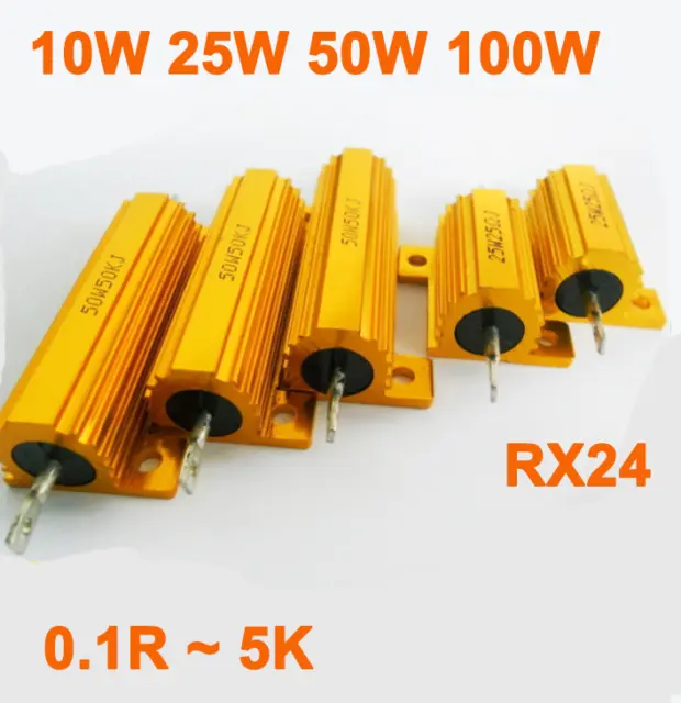 10W/25W/50W/100W Golden Aluminium Load Resistor Wirewound RX24
