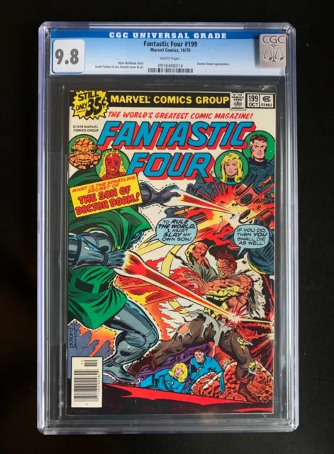 FANTASTIC FOUR #199  CGC 9.8  WHITE PAGES  Doctor Doom -NEWSSTAND -NICE Registra