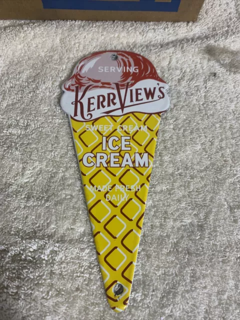 VINTAGE KERR VIEWS ICE CREAM PORCELAIN Sign Reproduction