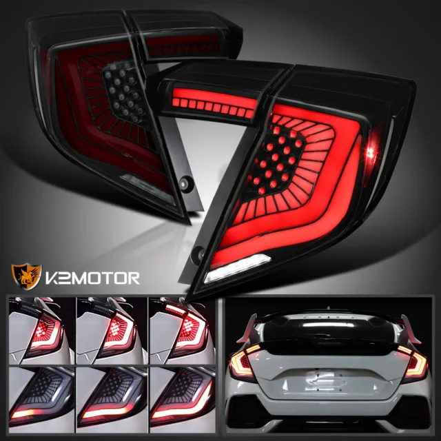 Smoke For 2017-2021 Honda Civic Hatchback Tail Lights Lamps Red LED Signal Tube