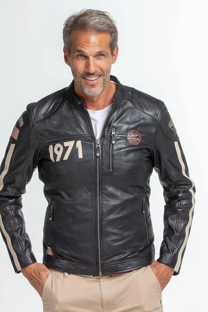 Mens Genuine Lambskin Leather Black Cafe Racer Slim Fit Biker Motorcycle Jacket