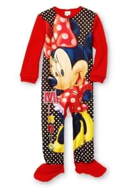 Minnie Mouse Pajamas Girl's 4T 4 Zip-up Winter Footie Fleece Footed PJs Disney