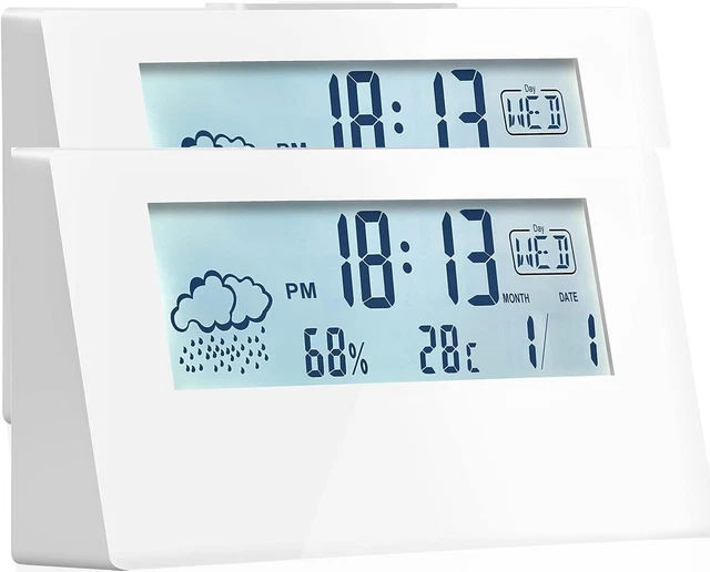 2pack Alarm Clock Bedside with Snooze Portable Digital Battery,LCD Display (M15)