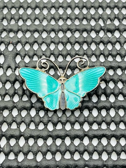 Broche Papillon Argent Sterling – émail Vert Et Bleu, .925, Artisanale SilverSpeck
