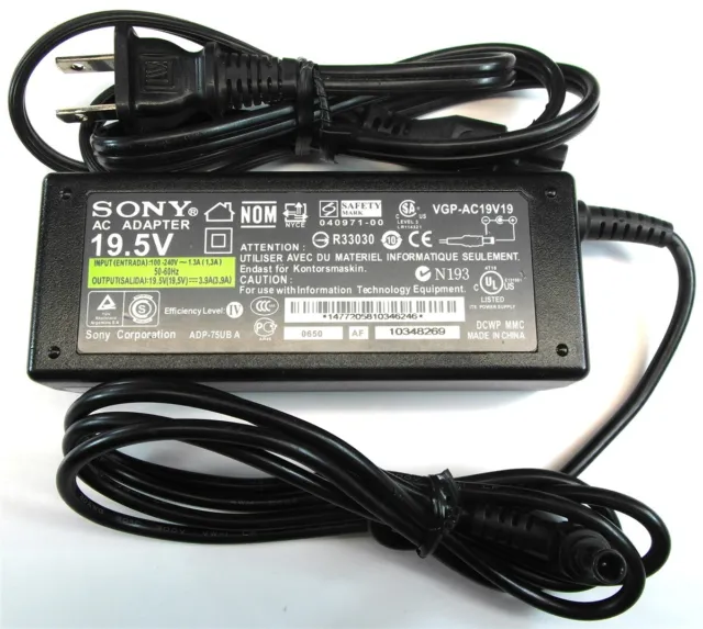 Genuine Sony Laptop Charger AC Adapter Power Supply VGP-AC19V19 19.5V 3.9A 76W