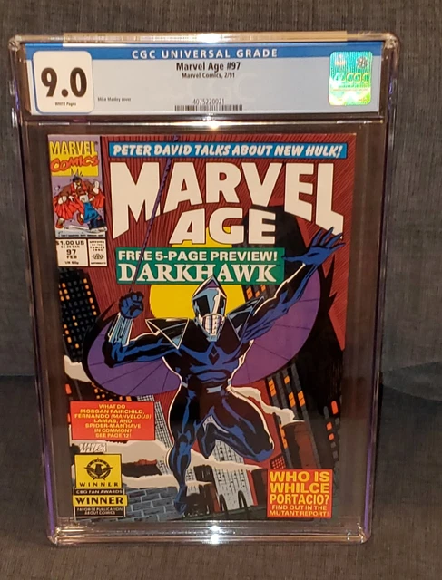 Marvel Age #97 CGC 9.0 VF/NM White Pages 1991 Darkhawk | Marvel Comics ]
