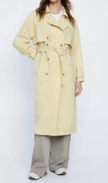 Nasty Gal Twill Double Breasted Trench Coat UK 8