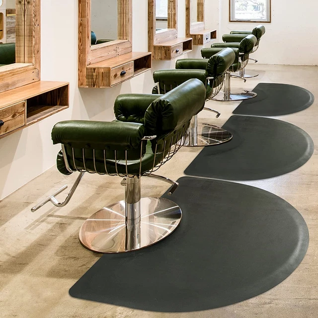 Salon Mat 3'X5' Barber Shop Chair Mat Anti-Fatigue Floor Mat - Black Semi Circle