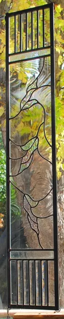 Stained Glass Window Panel Falling leaves clear iridized horizontal or vertical 3