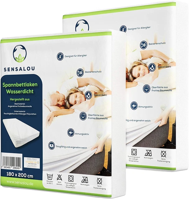 Sensalou Protège Matelas Imperméable - Housse Ajustée avec Jupe 180 x 200 cm