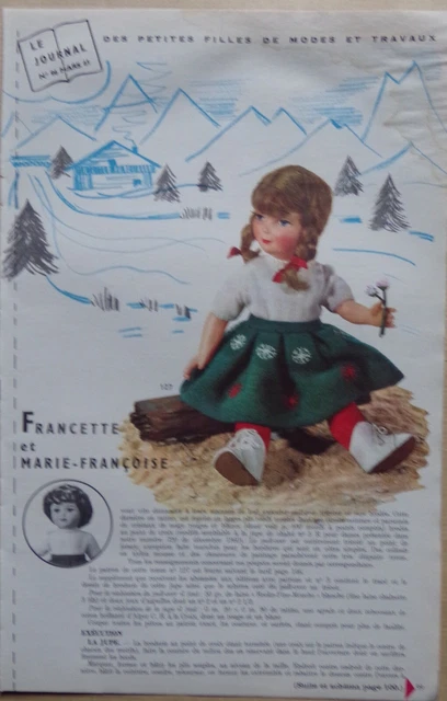 Page De Magazine MODES ET TRAVAUX 01/1961 - Poupées Marie Françoise Francette Michel - Occasion - Collectible