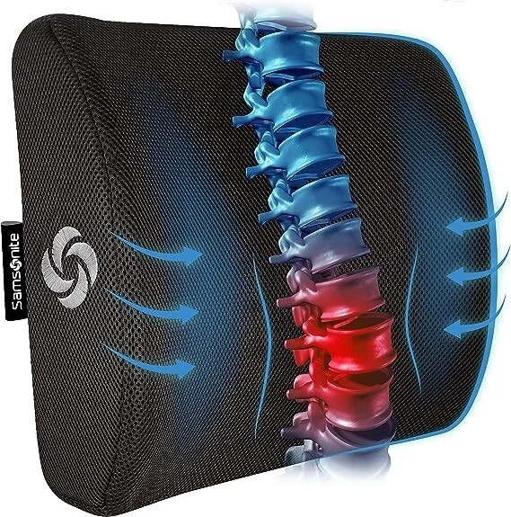 Office Chair Lumbar Support Pillow Memory Foam Car Cushion Lower Back Pain Seats