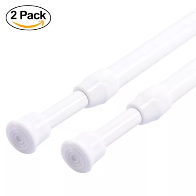 2PCS Shower Curtain Rod 23.6-44.3inch Never Rust Non-Slip Spring Tension Rod