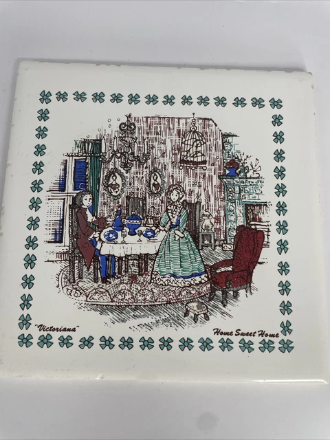 Vintage HR Johnson Ceramic Tile Victoriana Home Sweet Home 6x6 inch