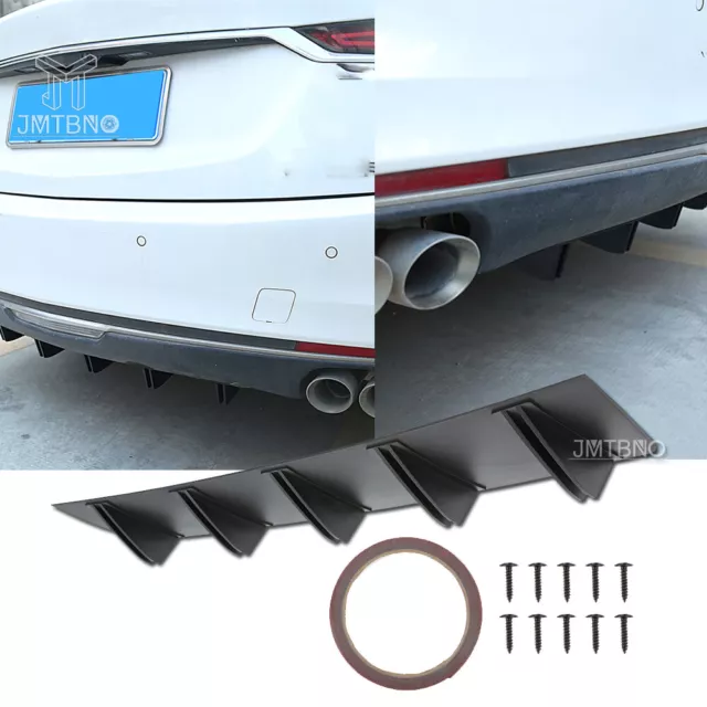Universal Car Rear Diffuser Shark 5 Fins Lip Spoiler Splitter Cover Glossy Black