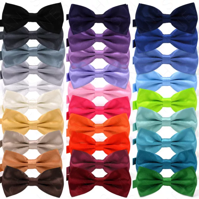 Bowtie Mens Adjustable Formal Wedding Party Necktie Bow Tie Solid Color Tuxedo