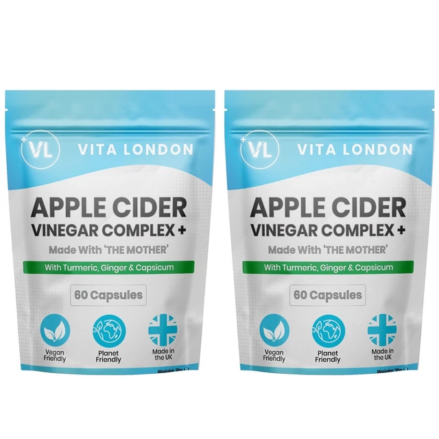 APPLE CIDER VINEGAR 120 Capsules 1500mg + Turmeric, Ginger, Capsicum