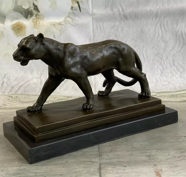 Bronze Sculpture Jaguar Cougar Mountain Lion Hand Made Wildlife Animal